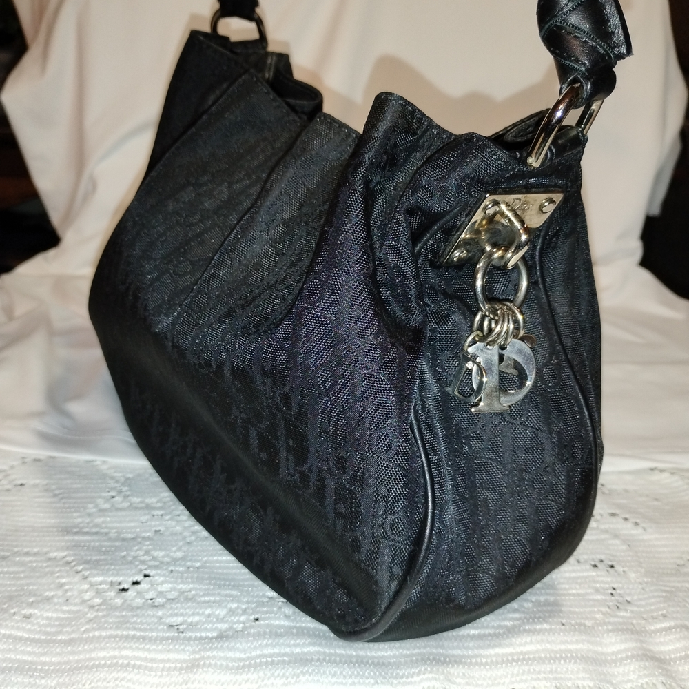 CHRISTIAN DIOR Black Canvas LOGO Bag